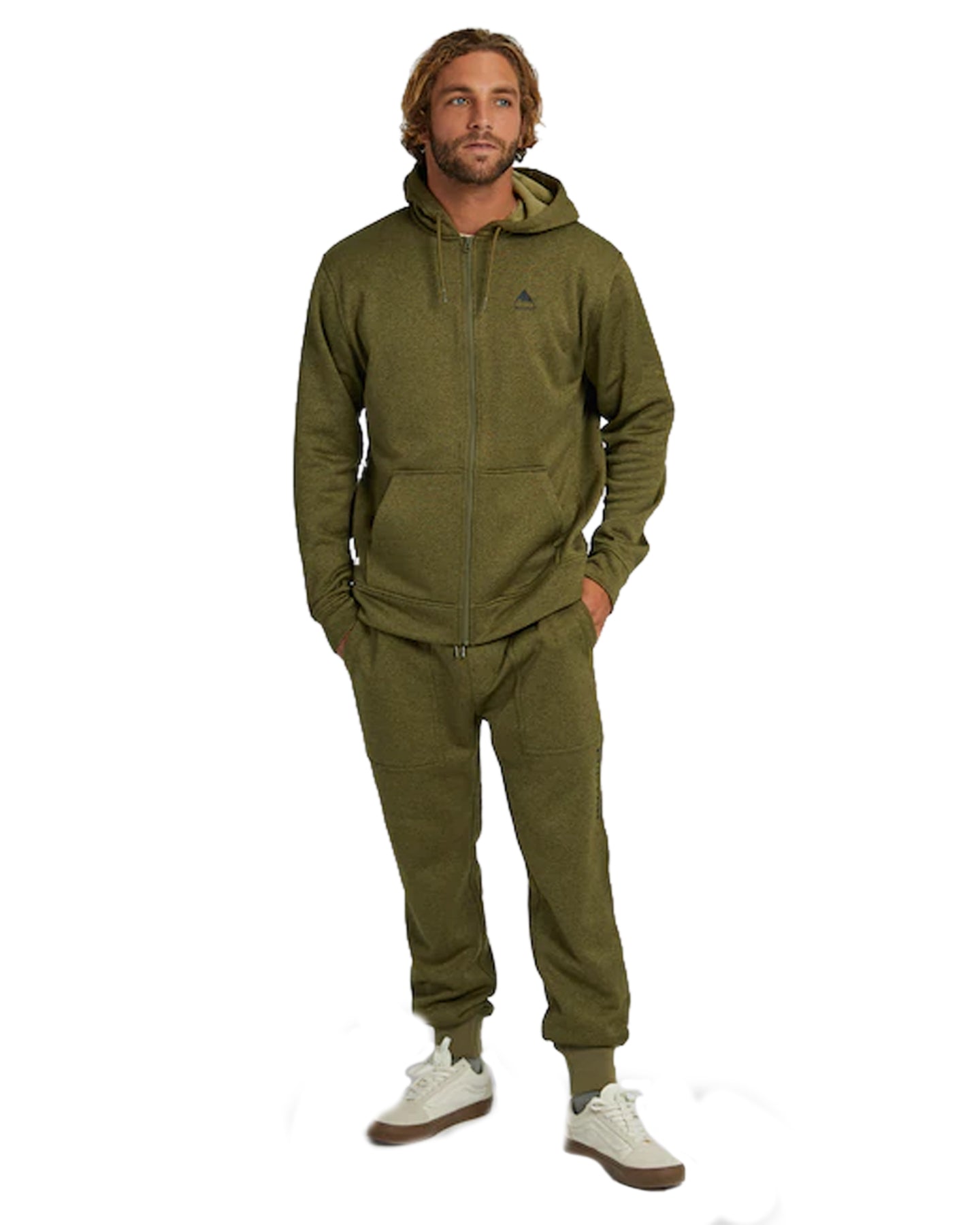 Burton Men's Burton Oak Full-Zip Hoodie - Martini Olive Heather Hoodies & Sweatshirts - Trojan Wake Ski Snow