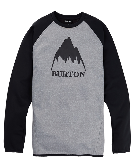 Burton Men's Crown Weatherproof Pullover Crewneck Fleece - Gray Heather/True Black Hoodies & Sweatshirts - SnowSkiersWarehouse