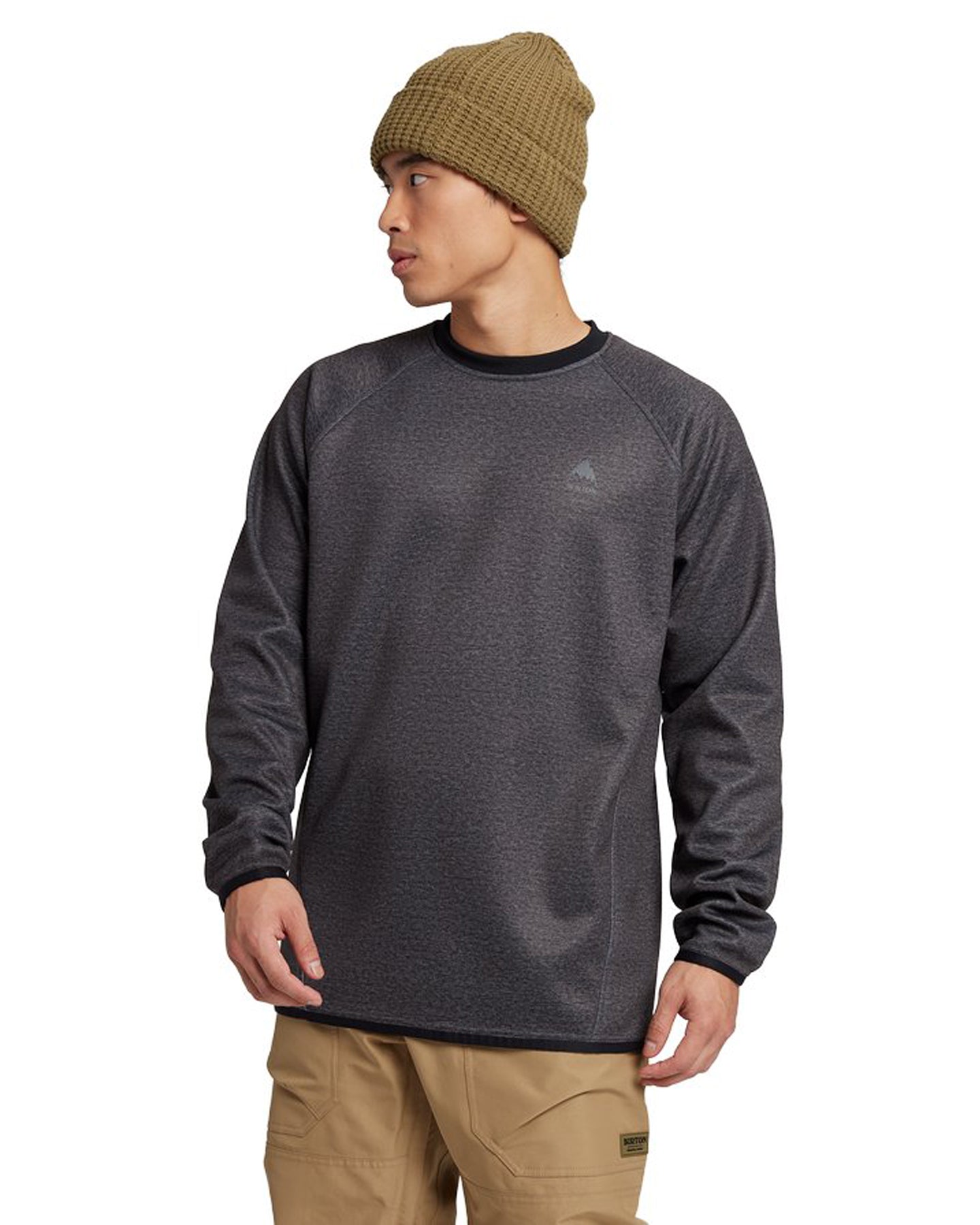 Burton Men's Crown Weatherproof Pullover Crewneck Fleece - True Black Heather Hoodies & Sweatshirts - Trojan Wake Ski Snow