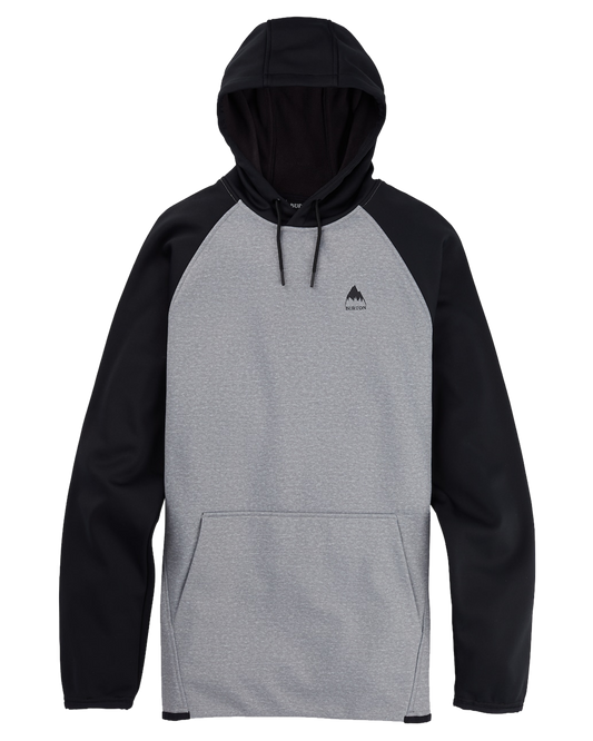 Burton Men's Crown Weatherproof Pullover Fleece - Gray Heather/True Black Hoodies & Sweatshirts - Trojan Wake Ski Snow