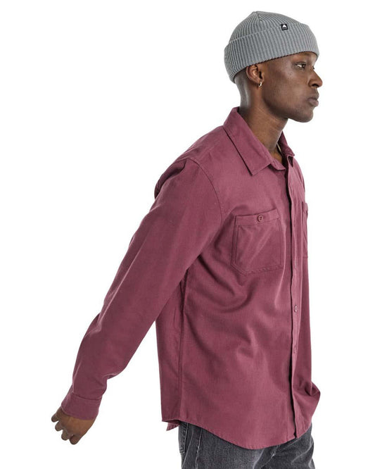 Burton Men's Favorite Long Sleeve Flannel - Almandine Men's L/S Tees - Trojan Wake Ski Snow