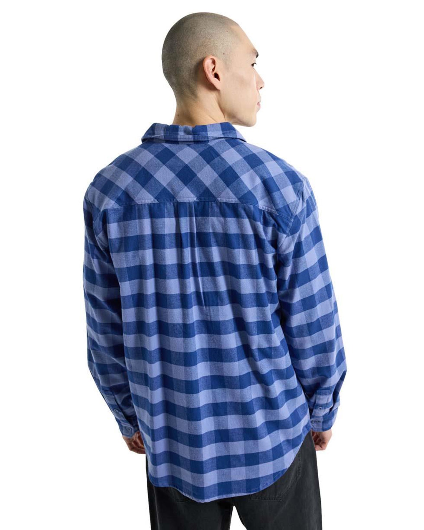 Burton Men's Favorite Long Sleeve Flannel - Slate Blue Buffalo Plaid Shirts & Tops - Trojan Wake Ski Snow