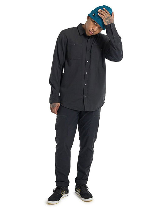 Burton Men's Favorite Performance Long Sleeve Flannel - True Black Men's L/S Tees - Trojan Wake Ski Snow