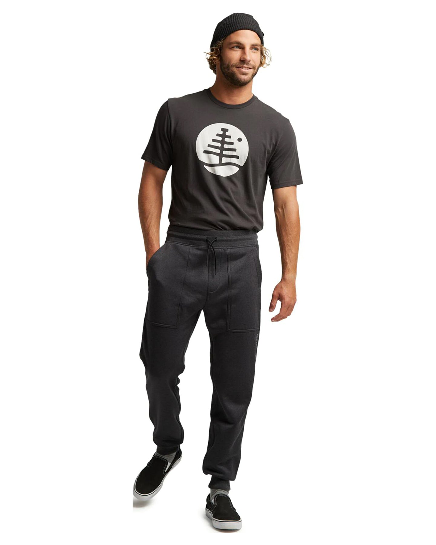 Burton Men's Oak Fleece Pants - True Black Heather Pants - Trojan Wake Ski Snow