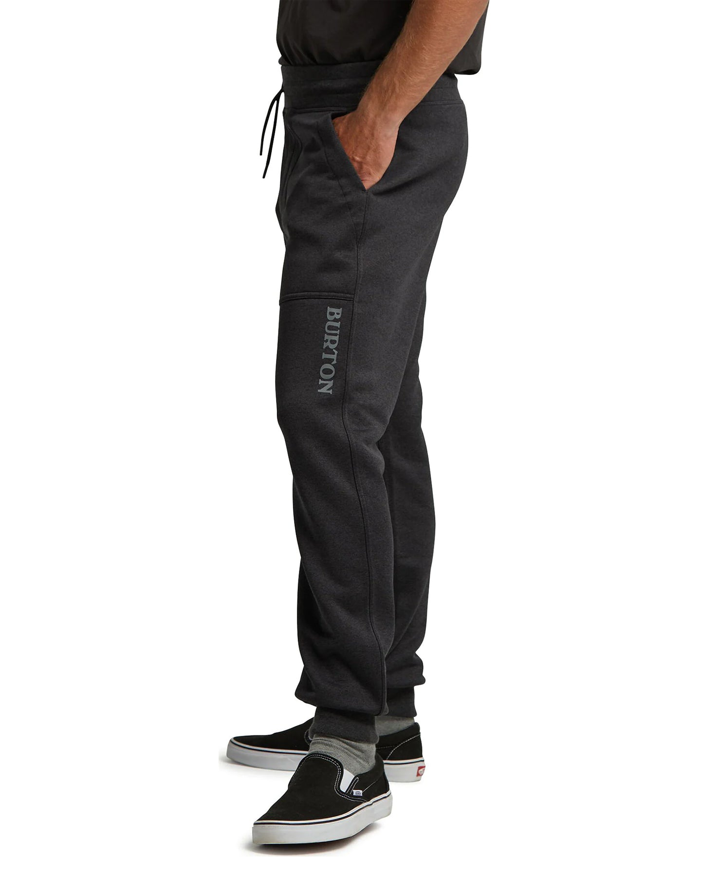 Burton Men's Oak Fleece Pants - True Black Heather Pants - Trojan Wake Ski Snow