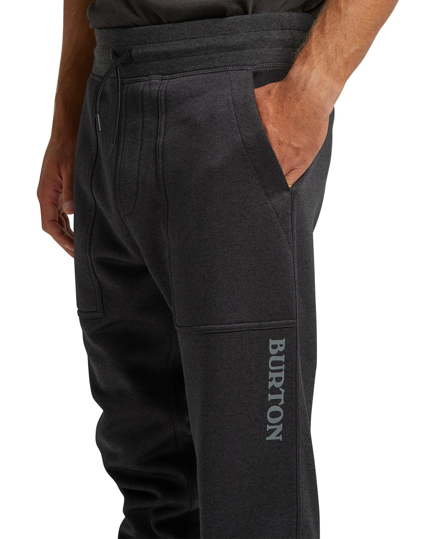 Burton Men's Oak Fleece Pants - True Black Heather Pants - Trojan Wake Ski Snow