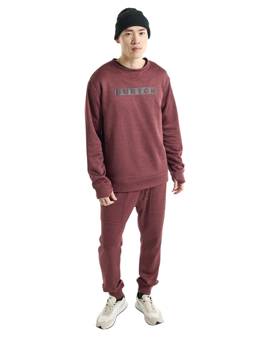 Burton Men's Oak Pullover Crew - Almandine Heather Hoodies & Sweatshirts - Trojan Wake Ski Snow