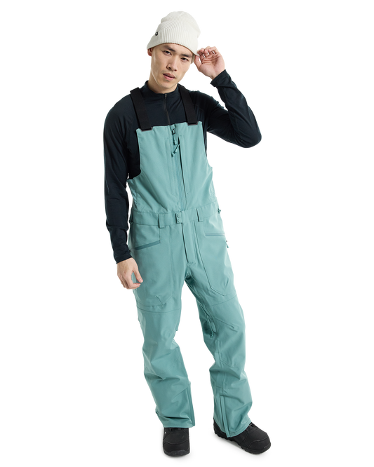 Burton Men's Reserve 2L Bib Pants - Rock Lichen Men's Snow Bibs - Trojan Wake Ski Snow