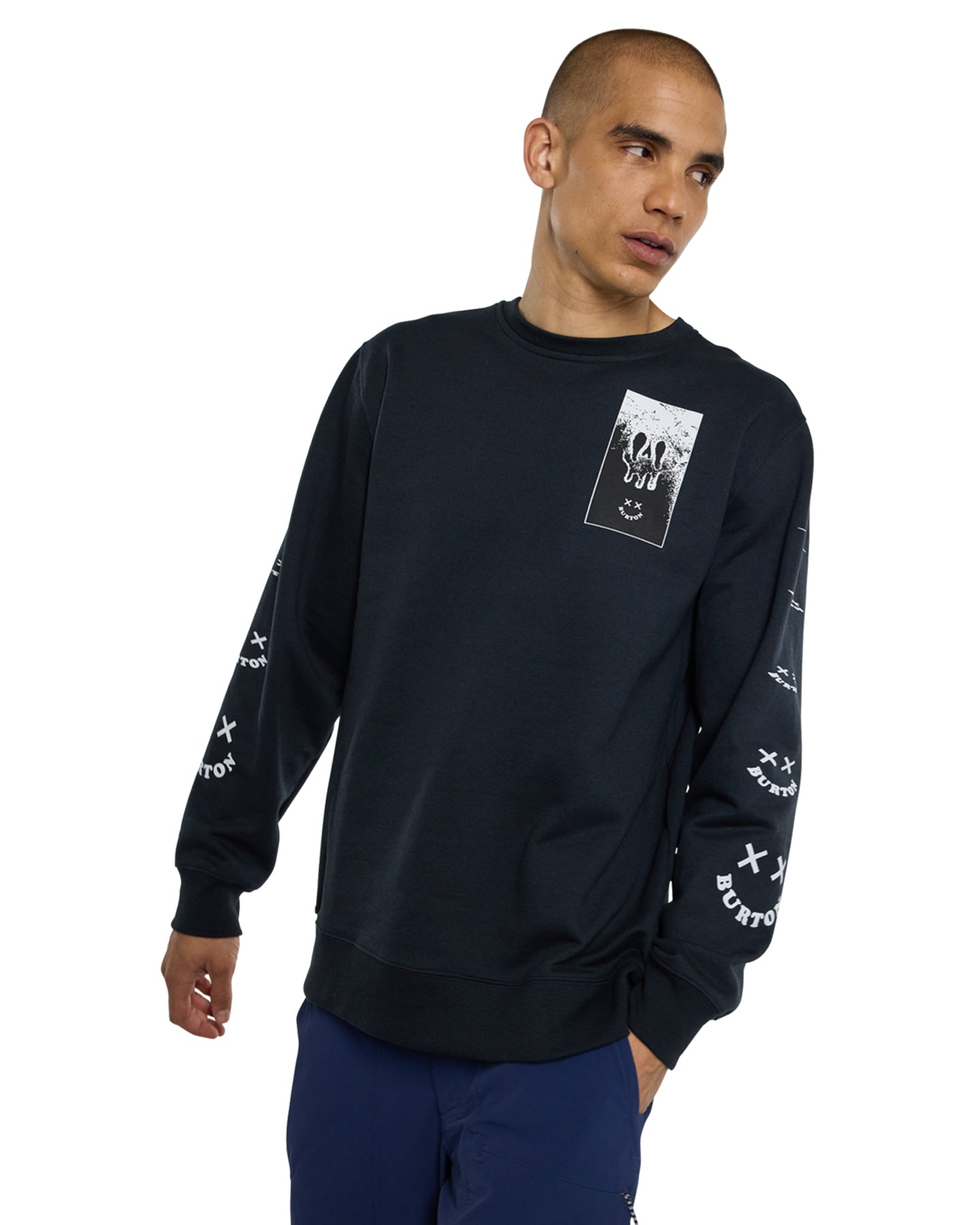 Burton Men's Skeleton Key 24 Fleece Crewneck - True Black Hoodies & Sweatshirts - Trojan Wake Ski Snow