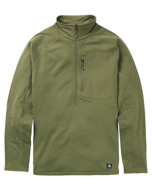 Burton Men's Stockrun Grid Half-Zip Fleece - Forest Moss Hoodies & Sweatshirts - SnowSkiersWarehouse