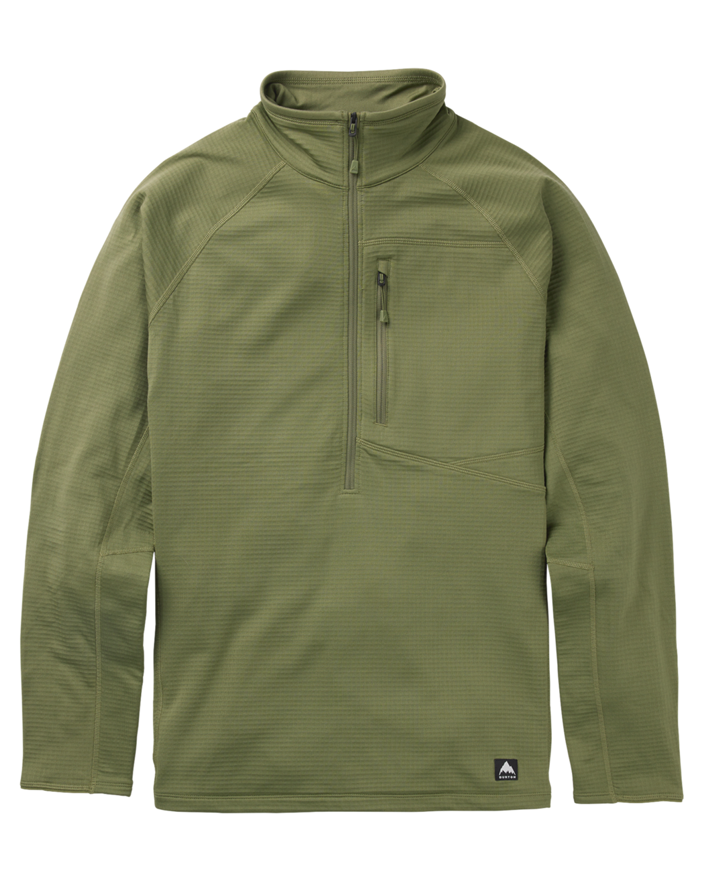 Burton Men's Stockrun Grid Half-Zip Fleece - Forest Moss Hoodies & Sweatshirts - SnowSkiersWarehouse