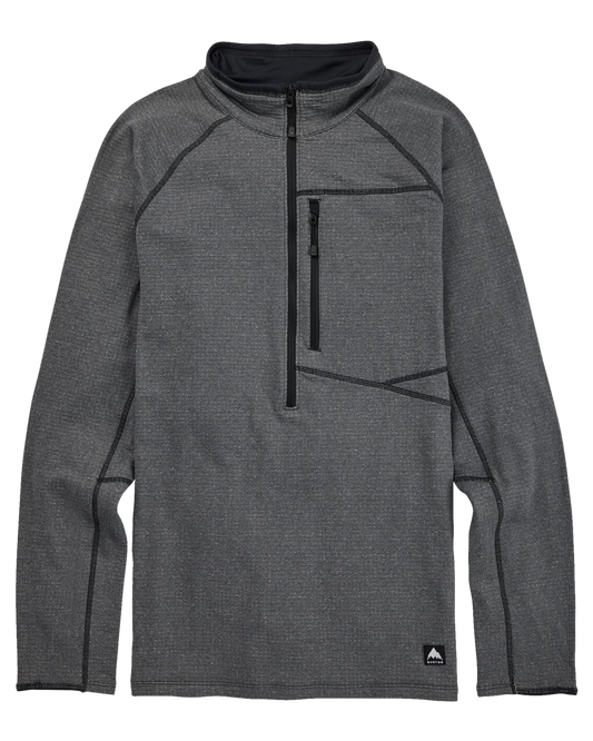 Burton Men's Stockrun Grid Half-Zip Fleece - True Black Hoodies & Sweatshirts - SnowSkiersWarehouse