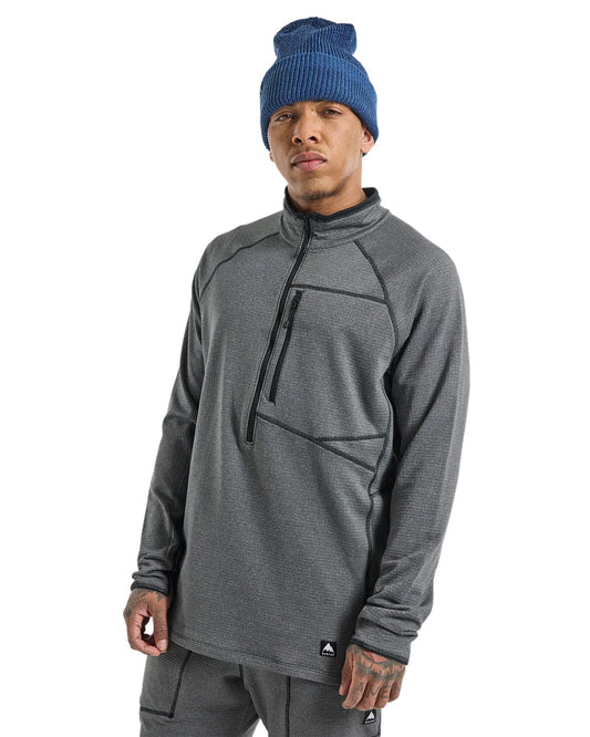 Burton Men's Stockrun Grid Half-Zip Fleece - True Black Hoodies & Sweatshirts - SnowSkiersWarehouse