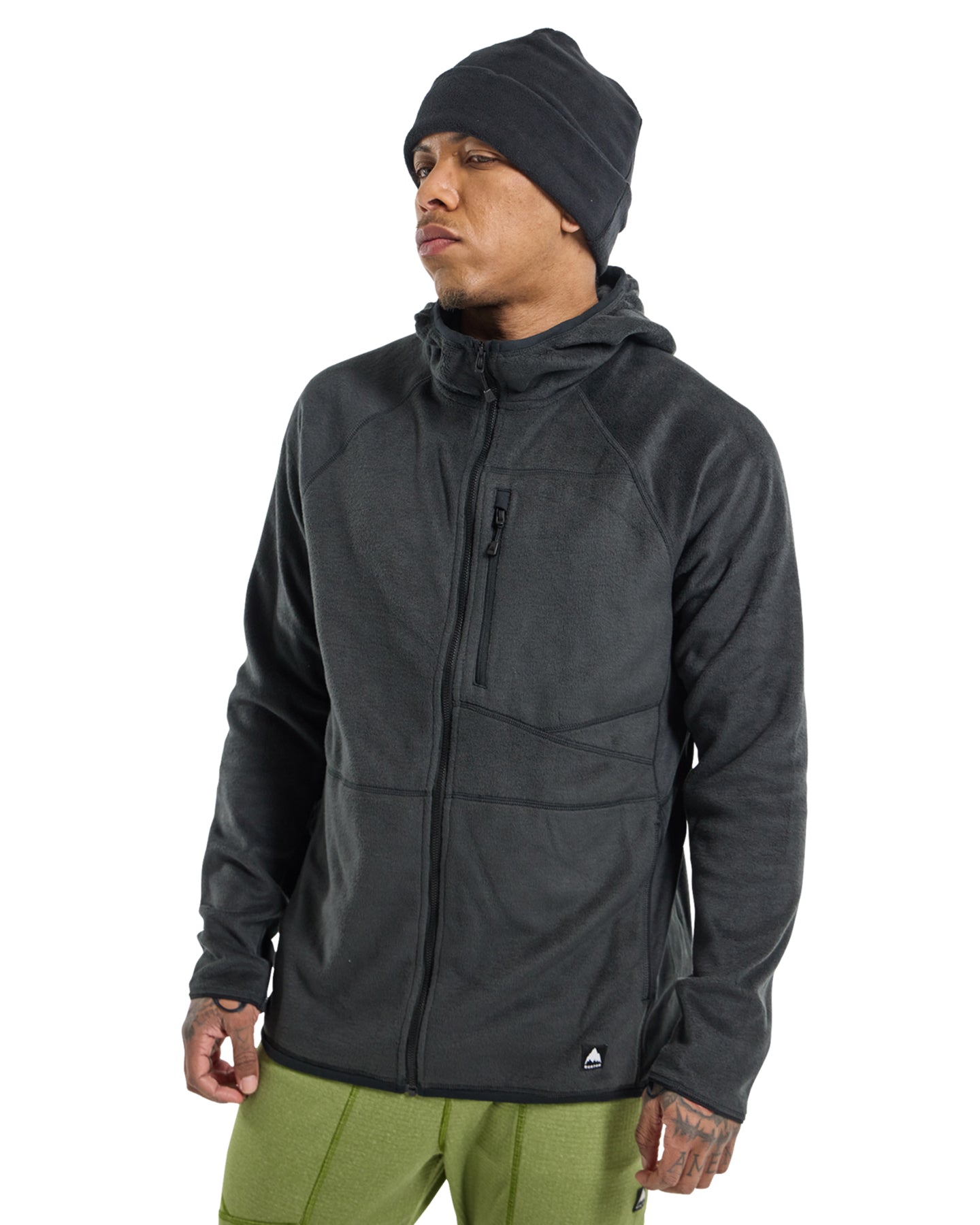 Burton Men's Stockrun Warmest Hooded Full-Zip Fleece - True Black Hoodies & Sweatshirts - Trojan Wake Ski Snow