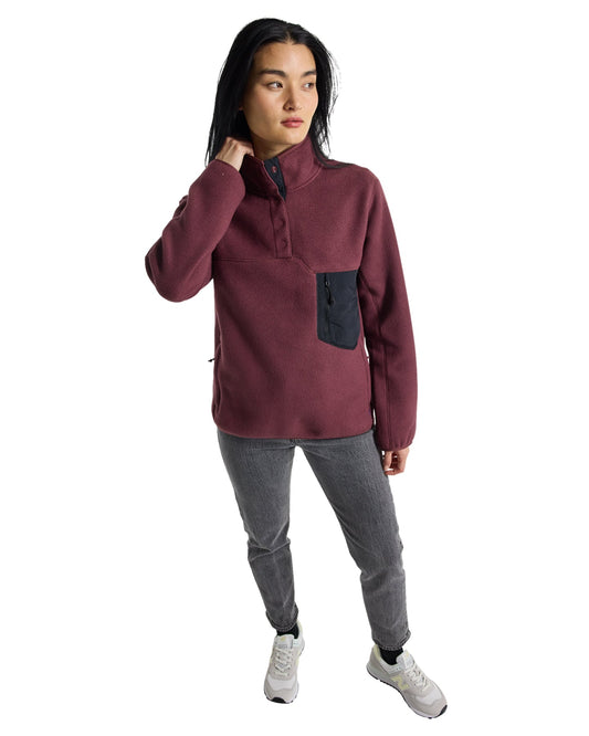 Burton Women's Cinder Fleece Pullover - Almandine Women's Fleece - Trojan Wake Ski Snow