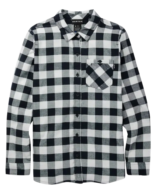 Burton Women's Favorite Long Sleeve Flannel - Stout White Buffalo Plaid Shirts & Tops - Trojan Wake Ski Snow