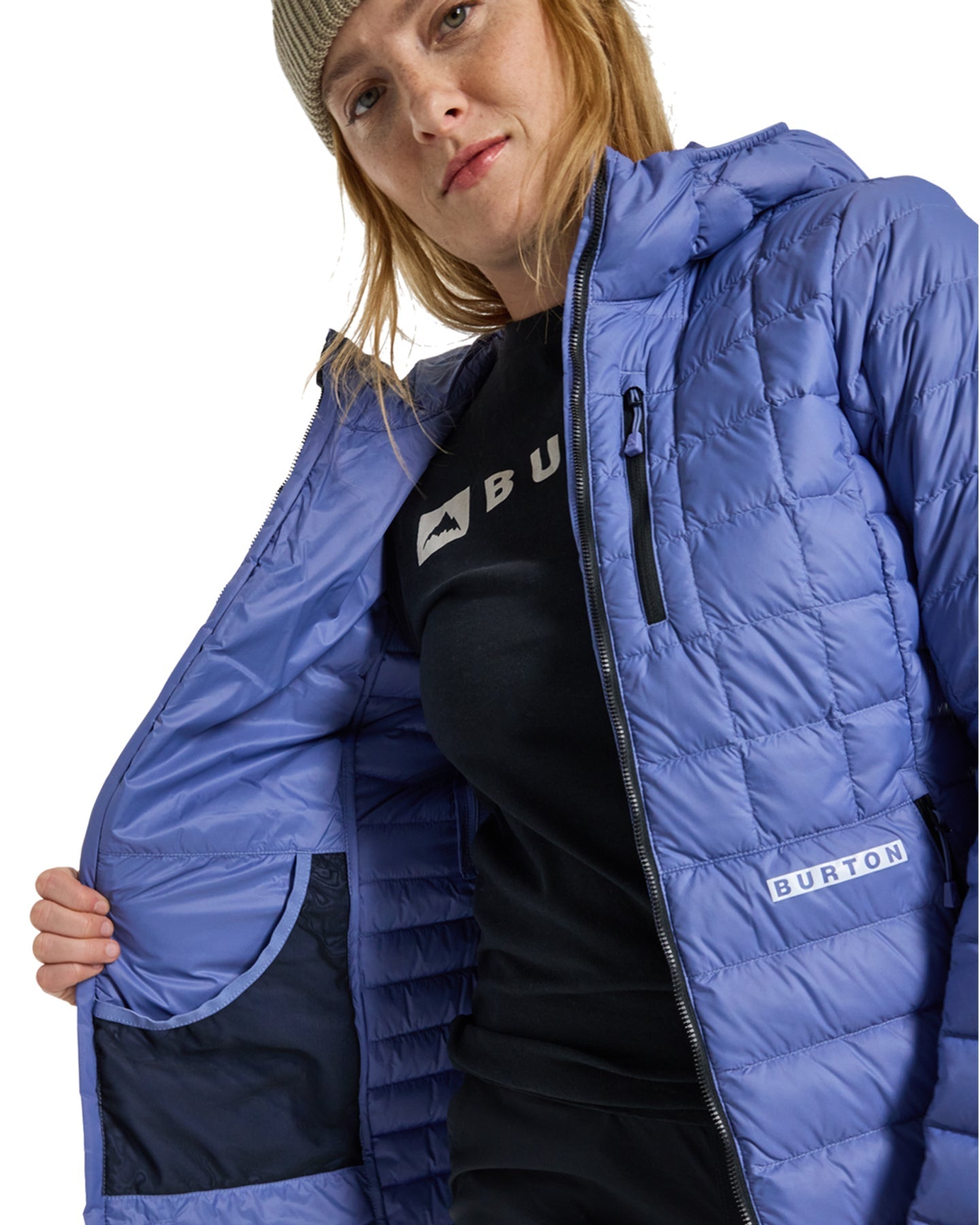 Burton Women's Mid-Heat Hooded Down Insulated Jacket - Slate Blue Jackets - SnowSkiersWarehouse