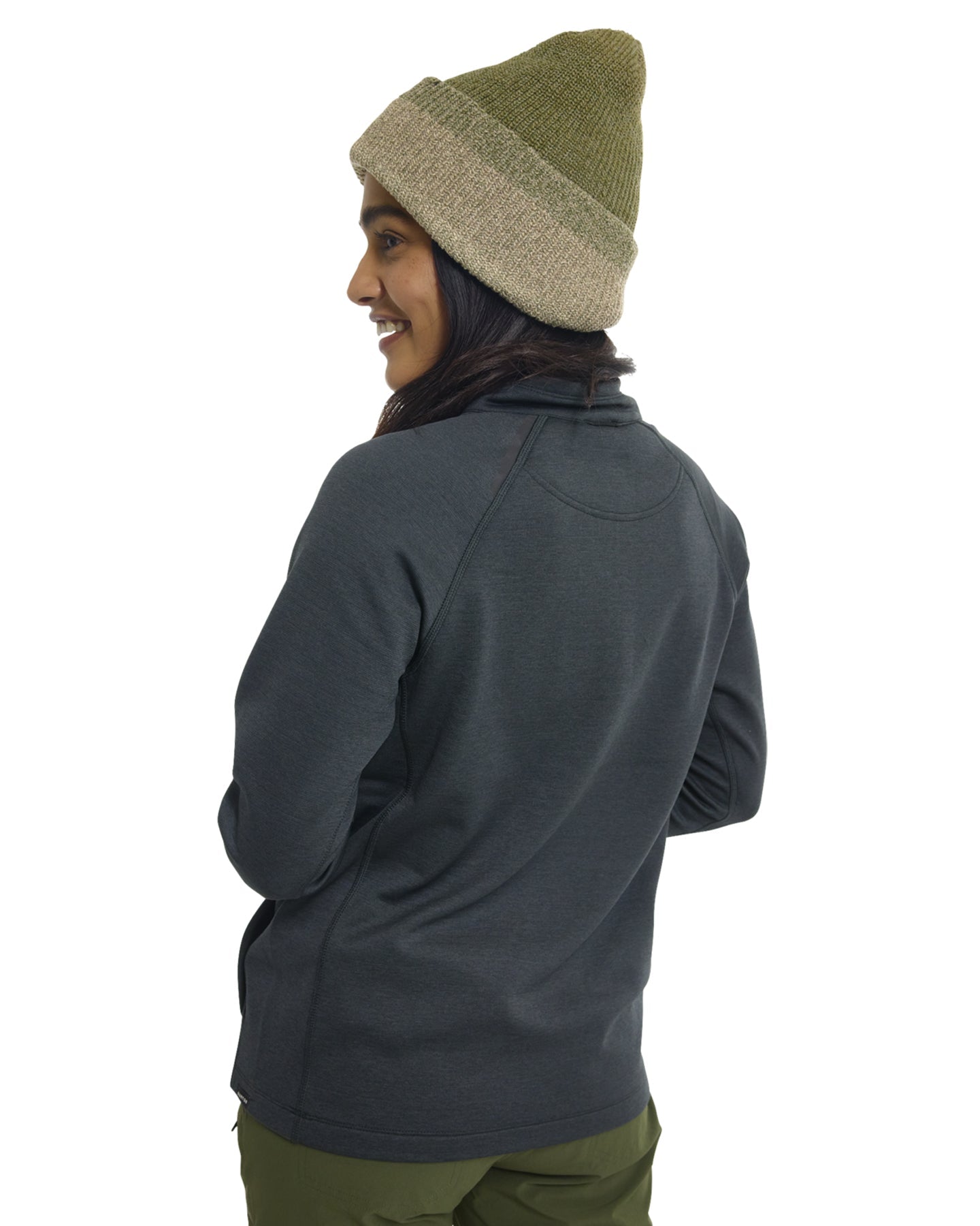 Burton Women's Multipath Grid Quarter-Zip Fleece - True Black Hoodies & Sweatshirts - SnowSkiersWarehouse