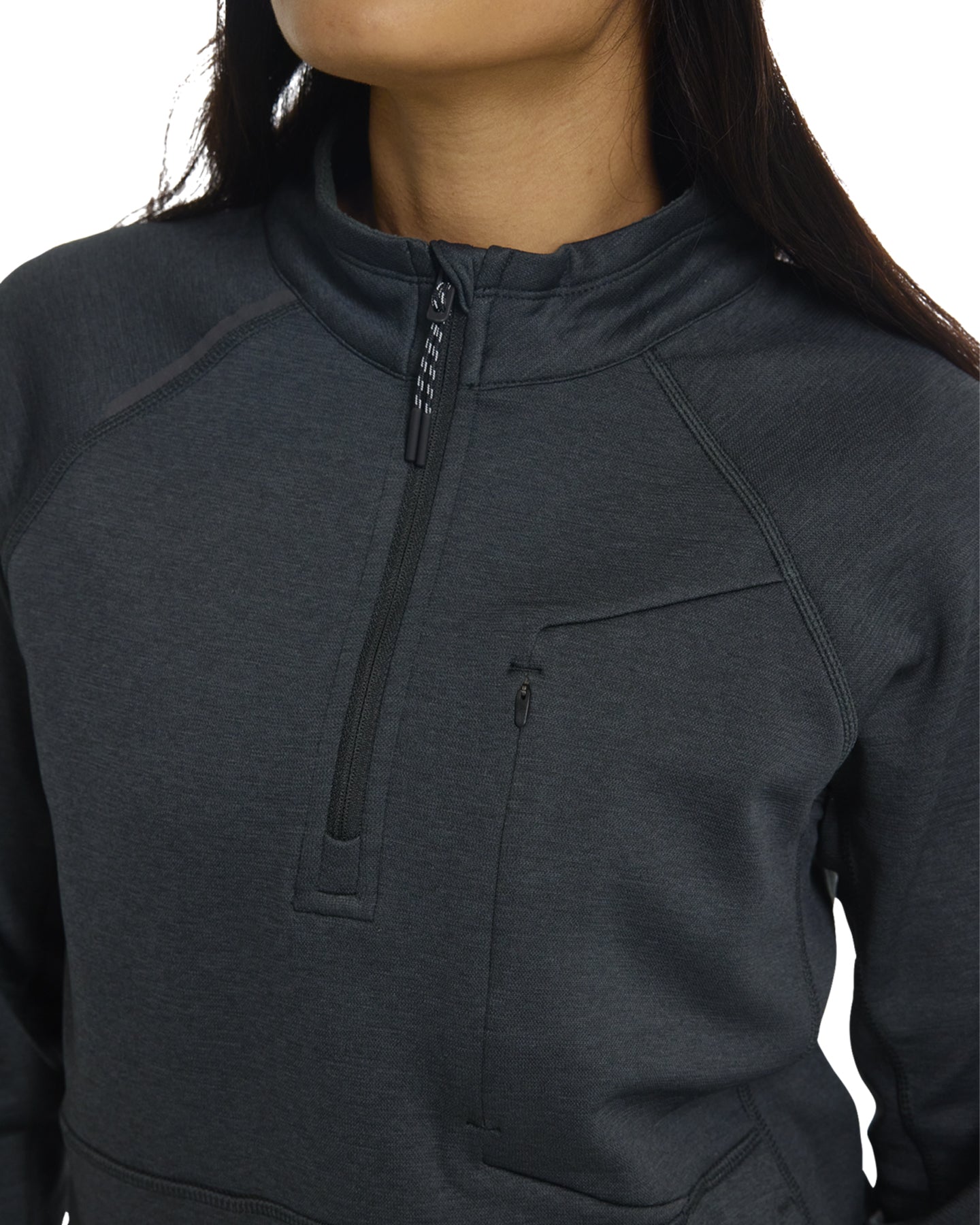 Burton Women's Multipath Grid Quarter-Zip Fleece - True Black Hoodies & Sweatshirts - SnowSkiersWarehouse