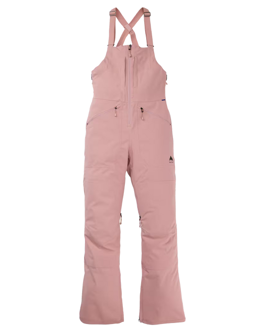 Burton Women's Reserve Stretch 2L Bib Snow Pants - Powder Blush Women's Snow Bibs - Trojan Wake Ski Snow