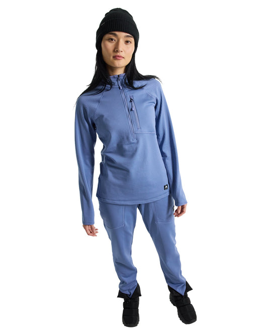 Burton Women's Stockrun Grid Half-Zip Fleece - Slate Blue Hoodies & Sweatshirts - SnowSkiersWarehouse