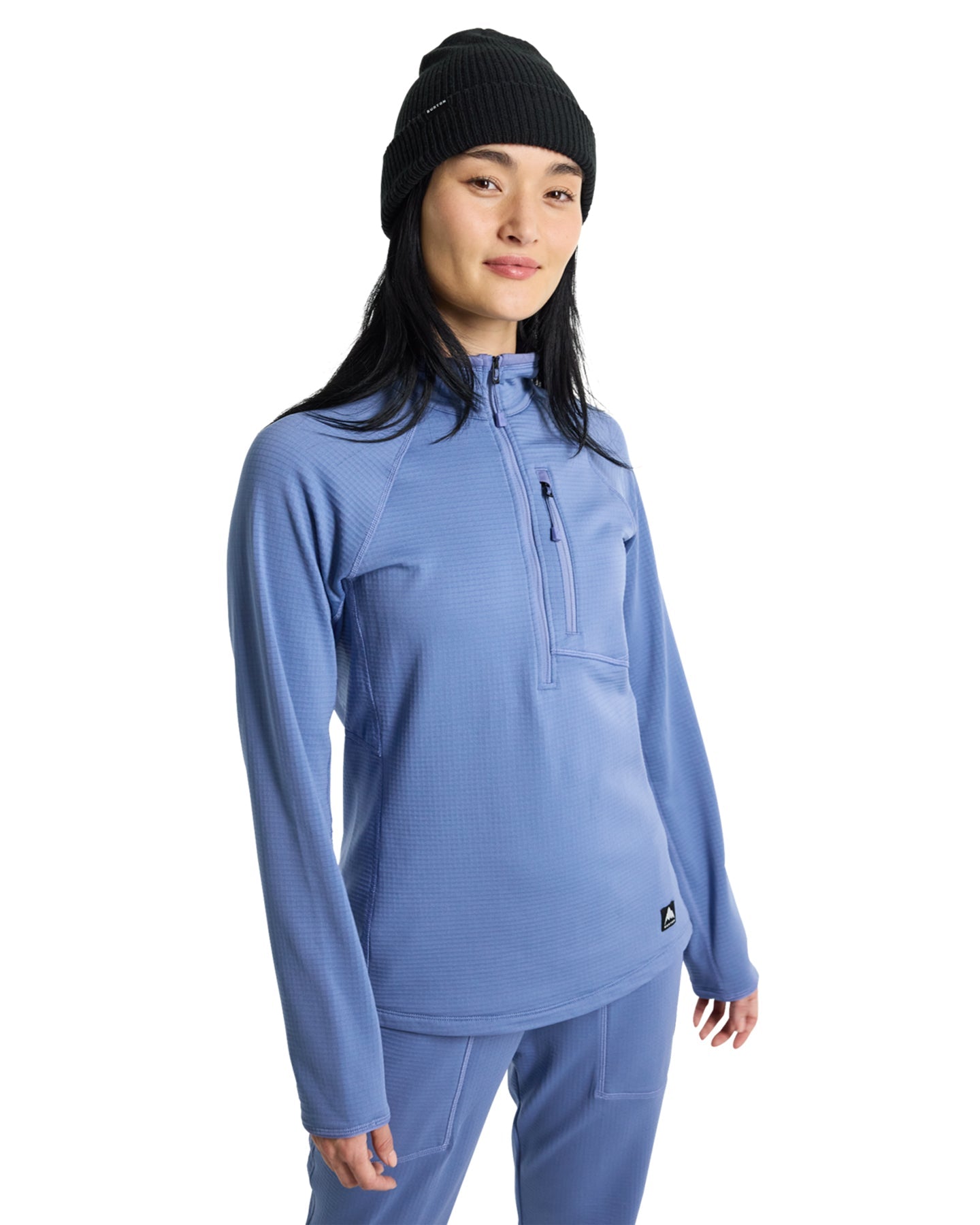 Burton Women's Stockrun Grid Half-Zip Fleece - Slate Blue Hoodies & Sweatshirts - Trojan Wake Ski Snow