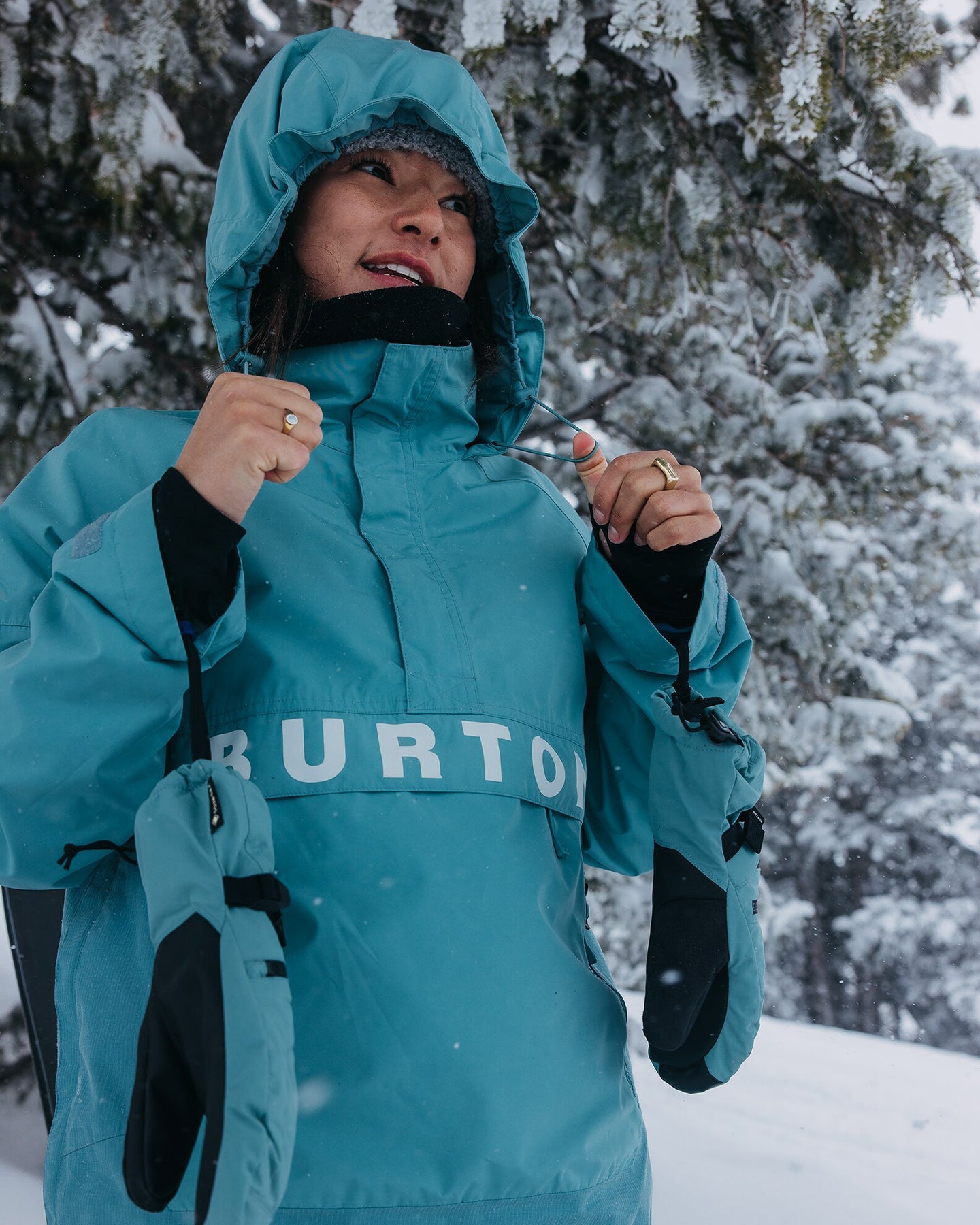 Burton Women's Frostner 2L Anorak Snow Jacket - Rock Lichen/Stout White Snow Jackets - Trojan Wake Ski Snow