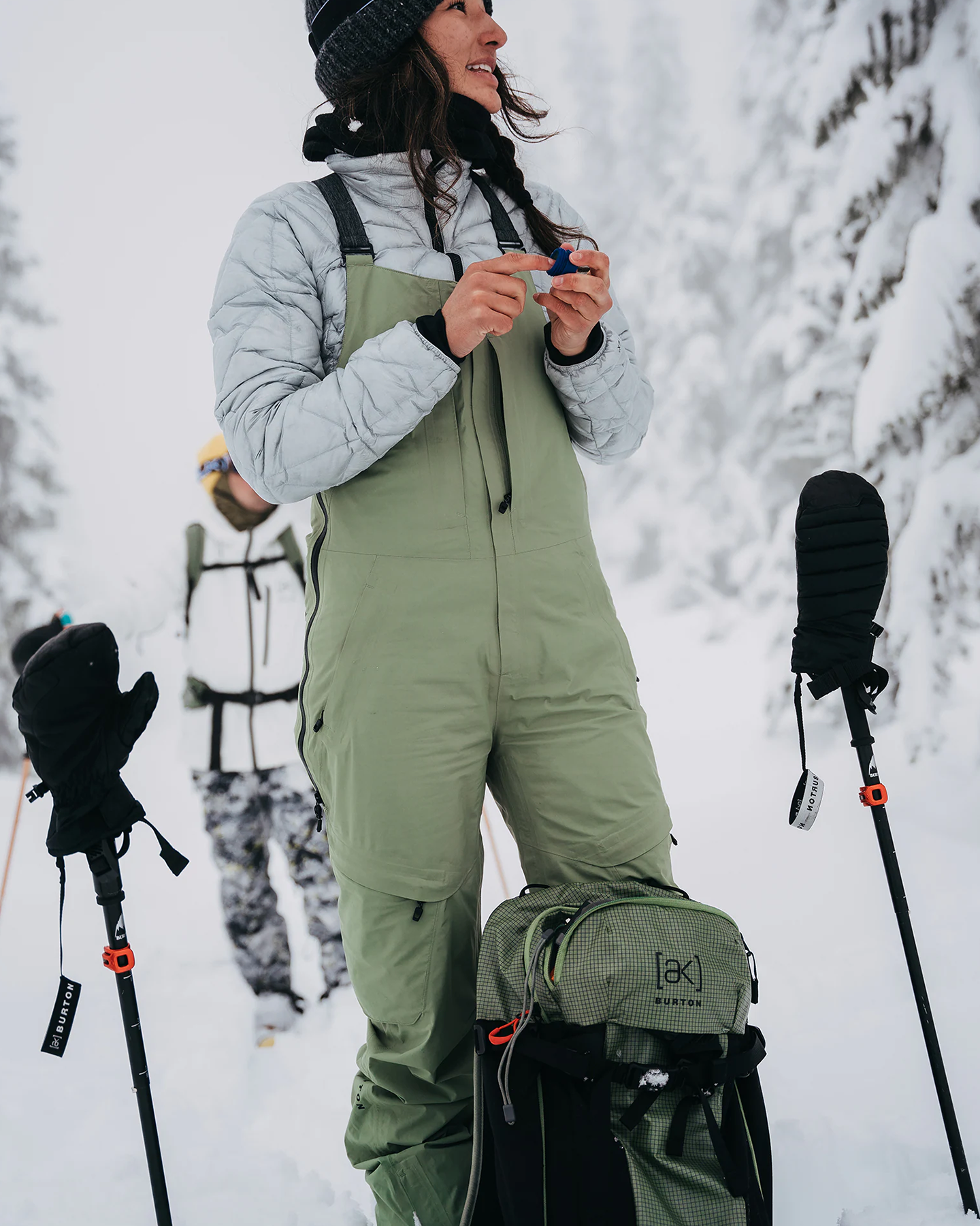 Burton Women's [ak]® Kimmy Gore-Tex 2L Bib Snow Pants - Hedge Green Snow Bibs - Trojan Wake Ski Snow