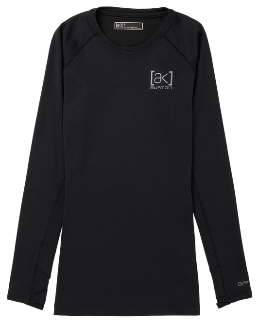 Burton Womens [ak]® Helium Crew - True Black - 2023 Thermals - Trojan Wake Ski Snow