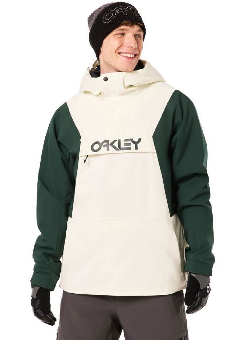 Oakley TNP TBT Insulated Anorak Snow Jacket - Arctic White/Hunter Green- 2024 Snow Jackets - Trojan Wake Ski Snow