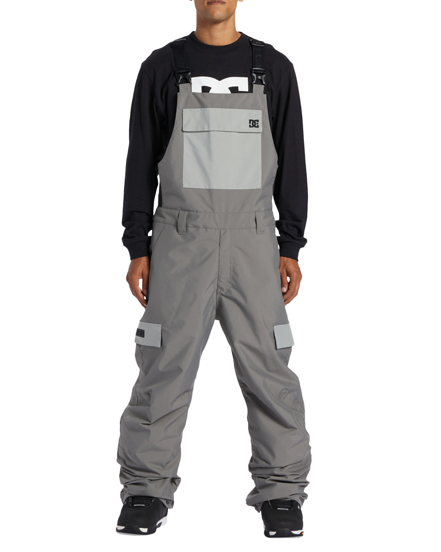 DC Docile Technical Snow Bib Pants - Pewter Snow Bibs - Trojan Wake Ski Snow