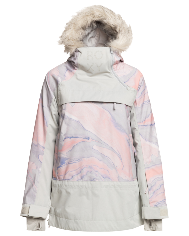 Roxy Chloe Kim Overhead Womens Snow Jacket - Gray Violet Marble - 2023 Snow Jackets - Trojan Wake Ski Snow