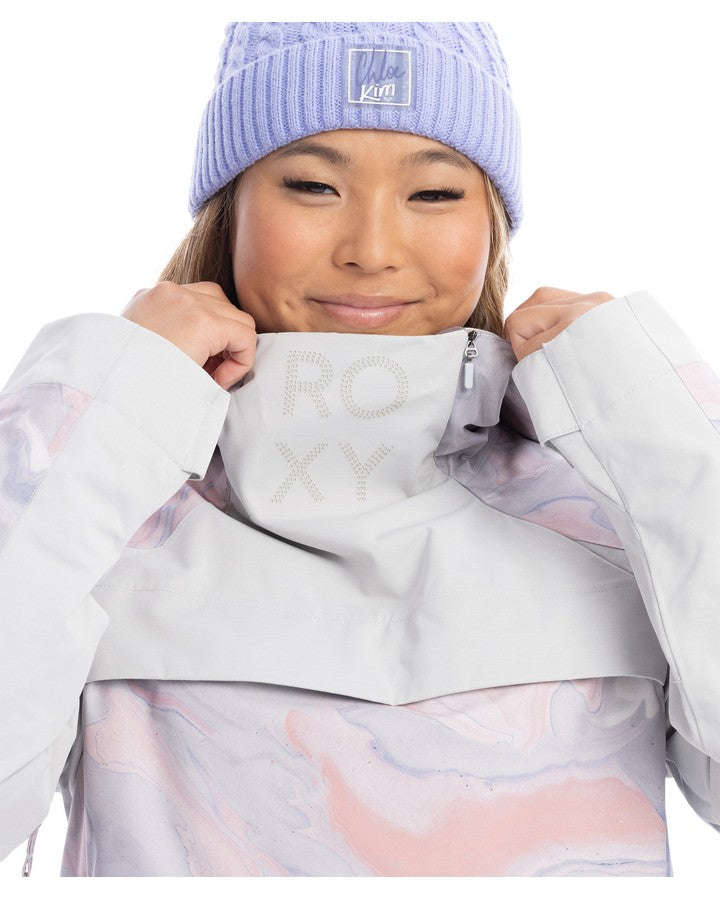 Roxy Chloe Kim Overhead Womens Snow Jacket - Gray Violet Marble - 2023 Snow Jackets - Trojan Wake Ski Snow