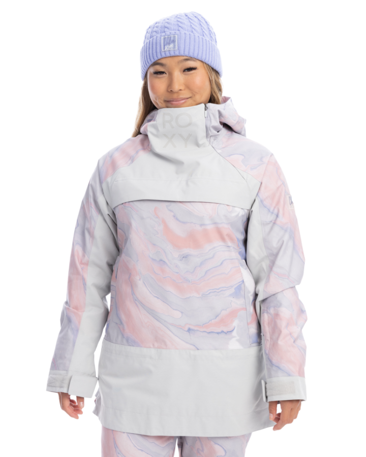 Roxy Chloe Kim Overhead Womens Snow Jacket - Gray Violet Marble - 2023 Snow Jackets - Trojan Wake Ski Snow