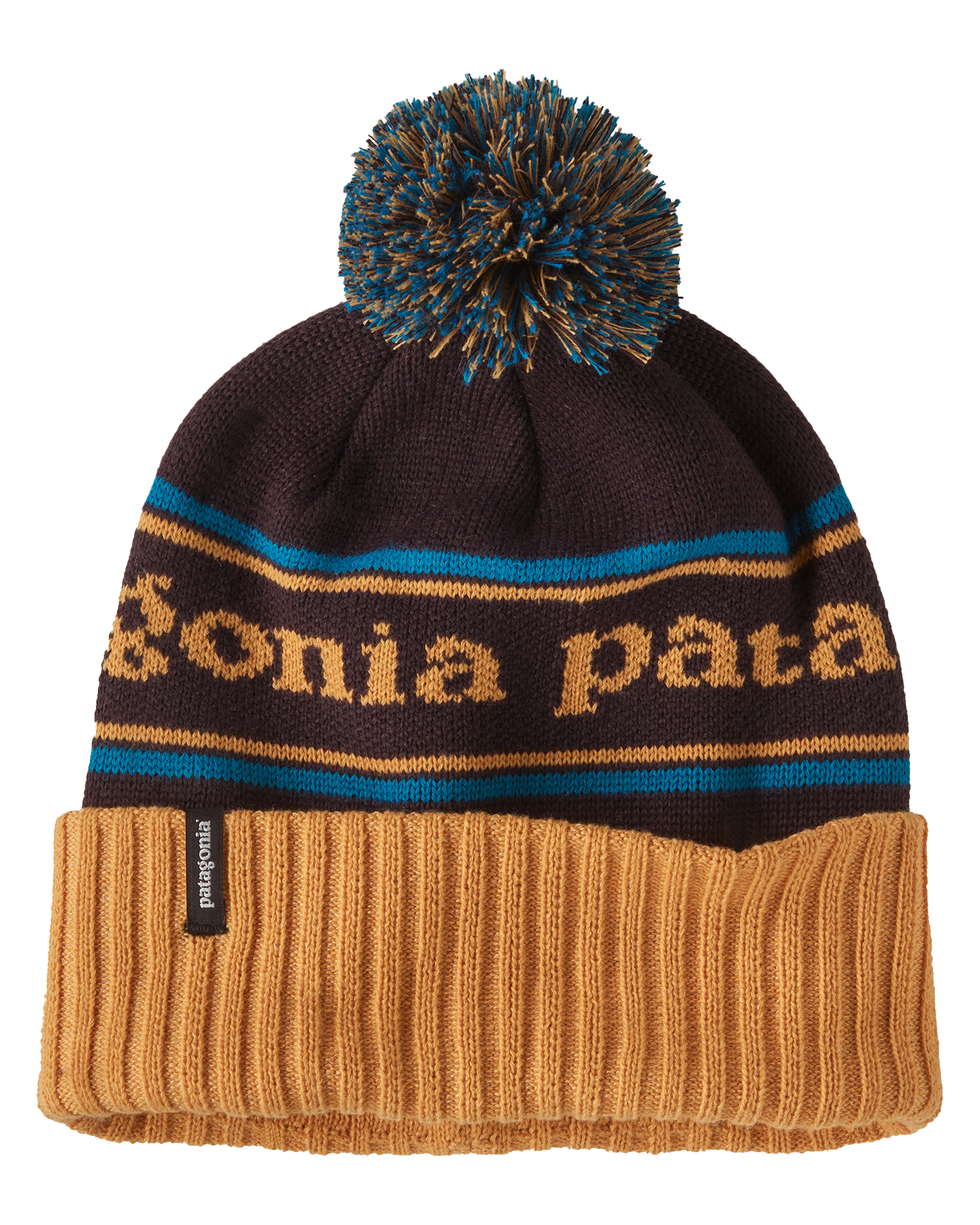 Patagonia Powder Town Beanie  - Park Stripe: Dried Mango Beanies - Trojan Wake Ski Snow