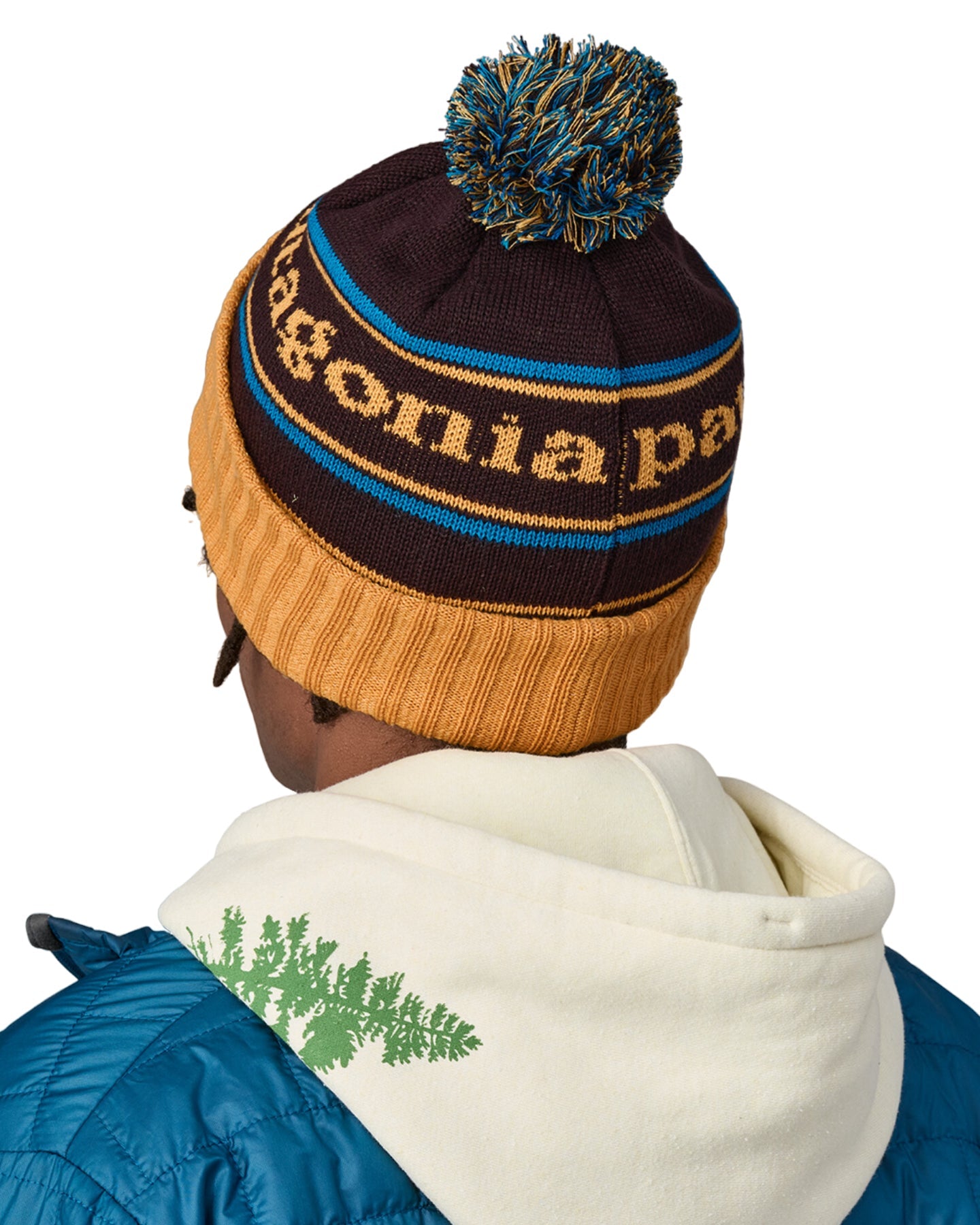 Patagonia Powder Town Beanie  - Park Stripe: Dried Mango Beanies - Trojan Wake Ski Snow