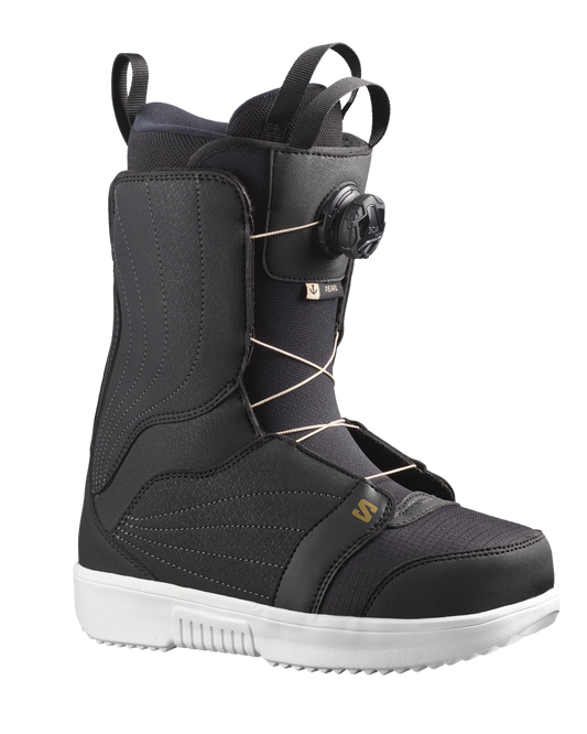 Salomon Pearl BOA Women's Snowboard Boots - Black/White/Gold Women's Snowboard Boots - Trojan Wake Ski Snow