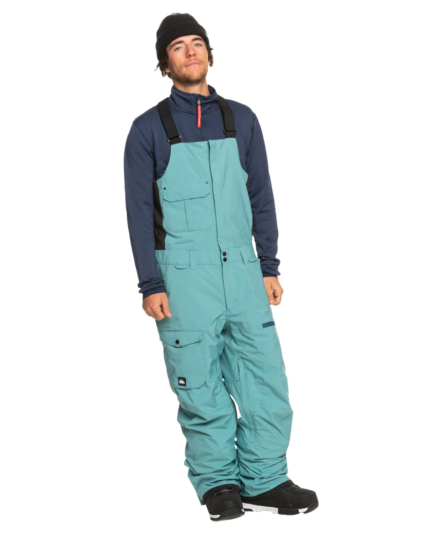 Quiksilver Men's Utility Technical Snow Bib Pants - Brittany Blue Snow Bibs - Trojan Wake Ski Snow