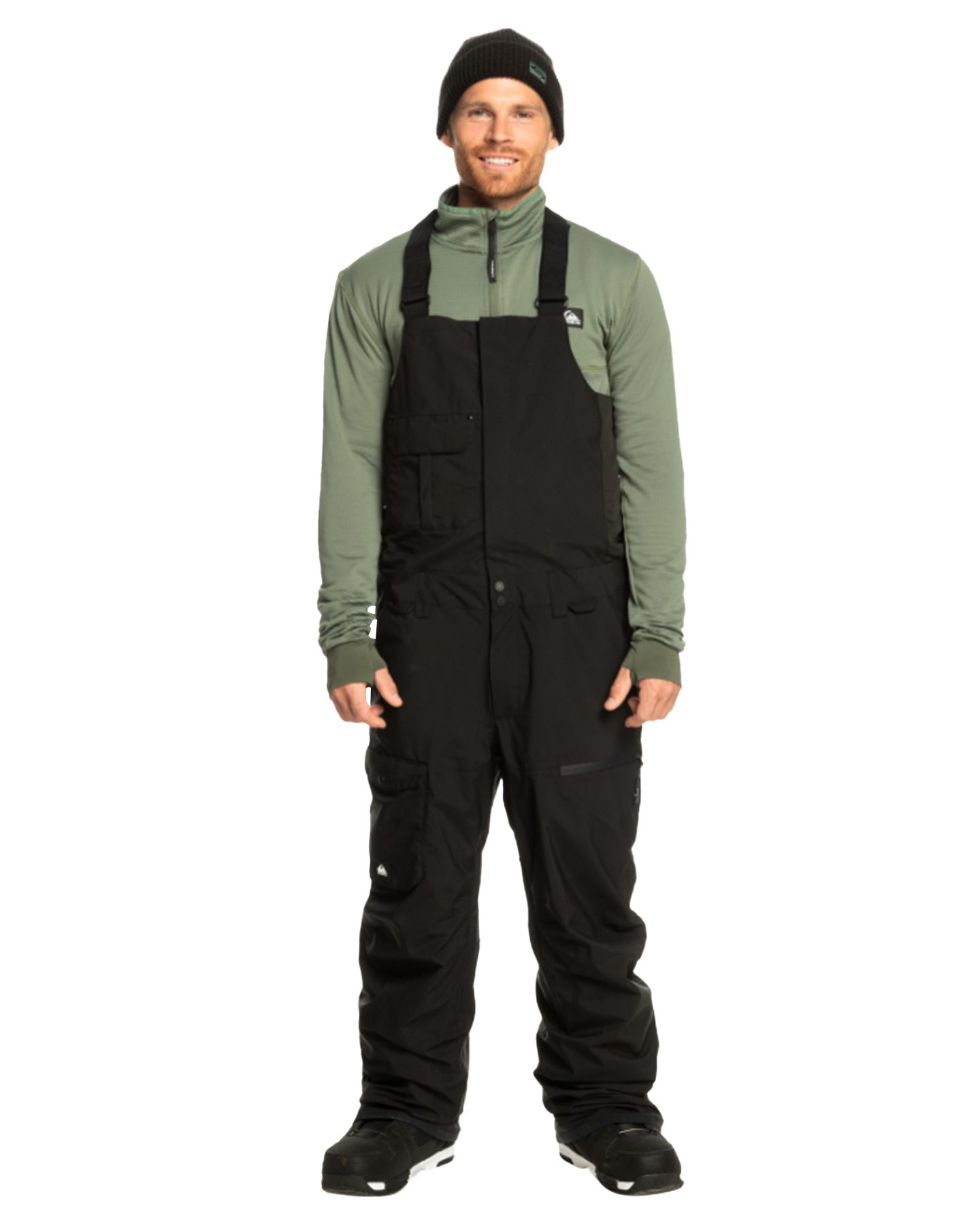 Quiksilver Men's Utility Technical Snow Bib Pants - True Black Snow Bibs - Trojan Wake Ski Snow