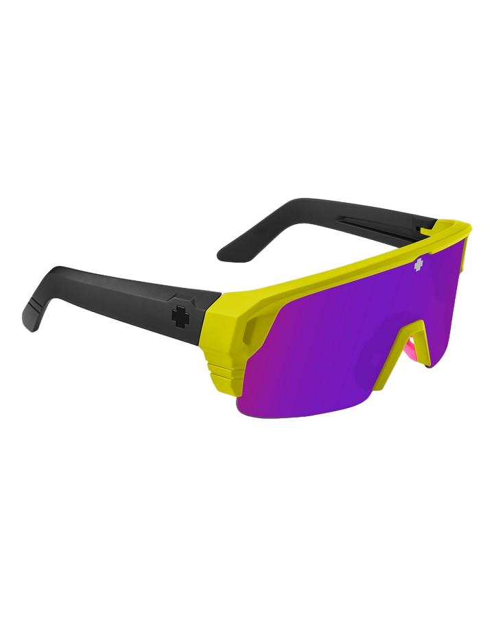 Spy Monolith 5050 Matte Neon Yellow - Happy Bronze Purple Spectra Mirror Sunglasses - SnowSkiersWarehouse