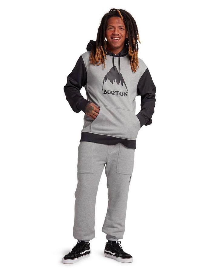 Burton Men's Oak Pullover Hoodie - Gray Heather/True Black Hoodies & Sweatshirts - Trojan Wake Ski Snow