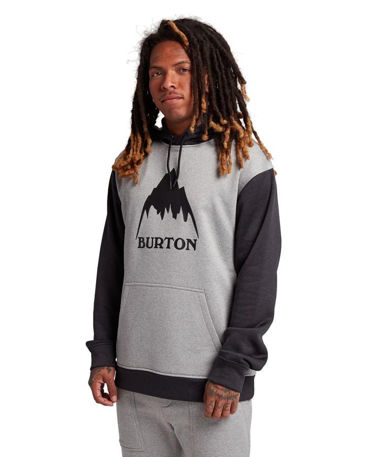 Burton Men's Oak Pullover Hoodie - Gray Heather/True Black Hoodies & Sweatshirts - Trojan Wake Ski Snow