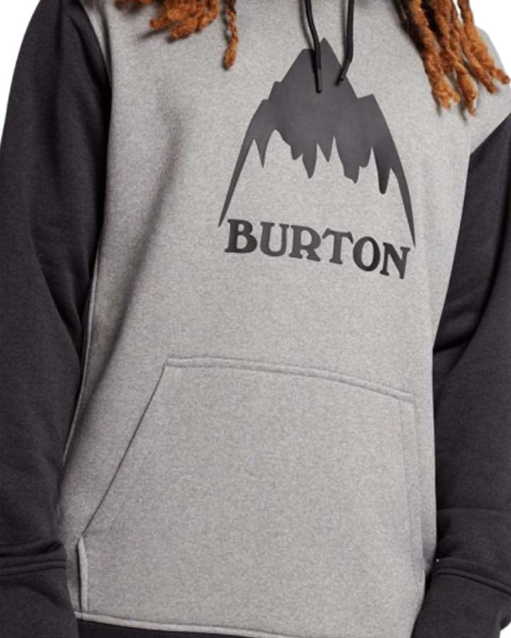 Burton Men's Oak Pullover Hoodie - Gray Heather/True Black Hoodies & Sweatshirts - Trojan Wake Ski Snow