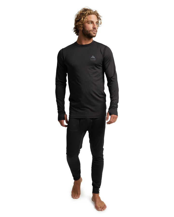 Burton Men's Lightweight X Base Layer Crewneck - True Black Thermals - Trojan Wake Ski Snow