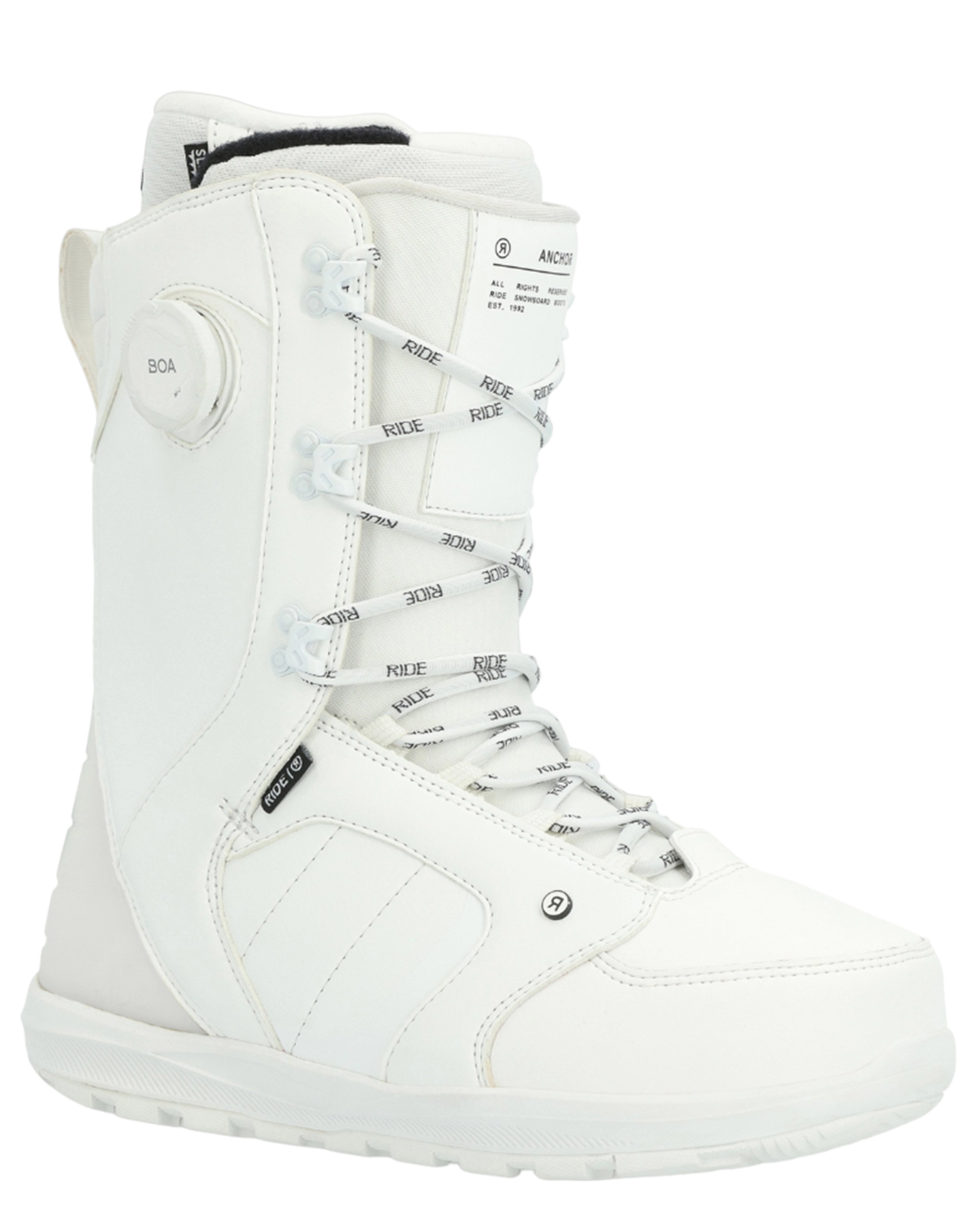 Ride Anchor Snowboard Boots - White - 2024 Men's Snowboard Boots - SnowSkiersWarehouse