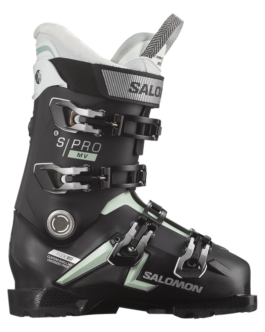 Salomon Pro Mv 80 Cs Women's Snow Boots - Black/White Moss/Silver Metallic