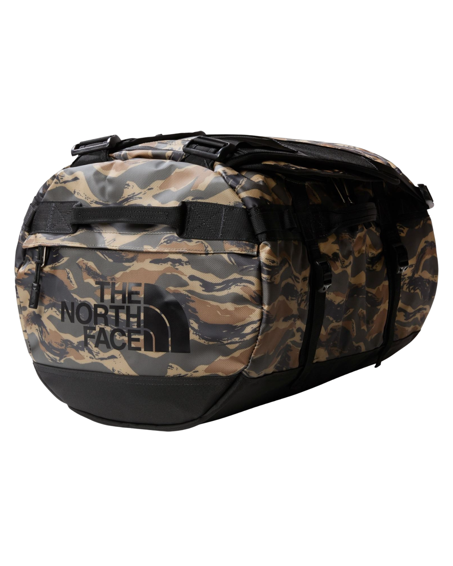 The North Face Base Camp Duffel - New Taupe Green Painted Camo Print / TNF Black - 2023 Luggage Bags - SnowSkiersWarehouse