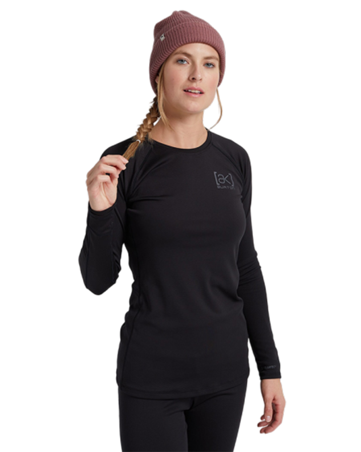 Burton Womens [ak]® Helium Crew - True Black - 2023 Thermals - Trojan Wake Ski Snow