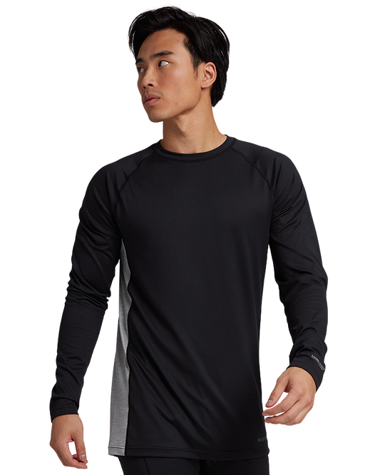 Burton Men's Midweight X Base Layer Crewneck - True Black/Gray Heather Thermals - Trojan Wake Ski Snow