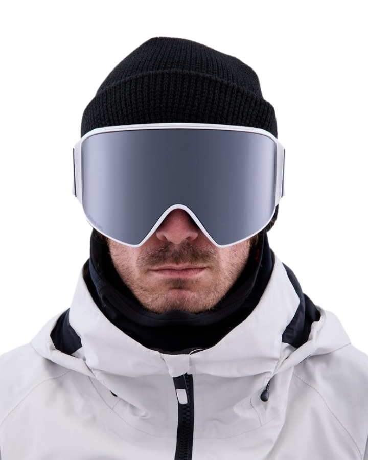 Anon M4 Cylindrical Snow Goggles + Bonus Lens + Mfi® Face Mask - White/Perceive Sunny Onyx Lens Snow Goggles - Trojan Wake Ski Snow